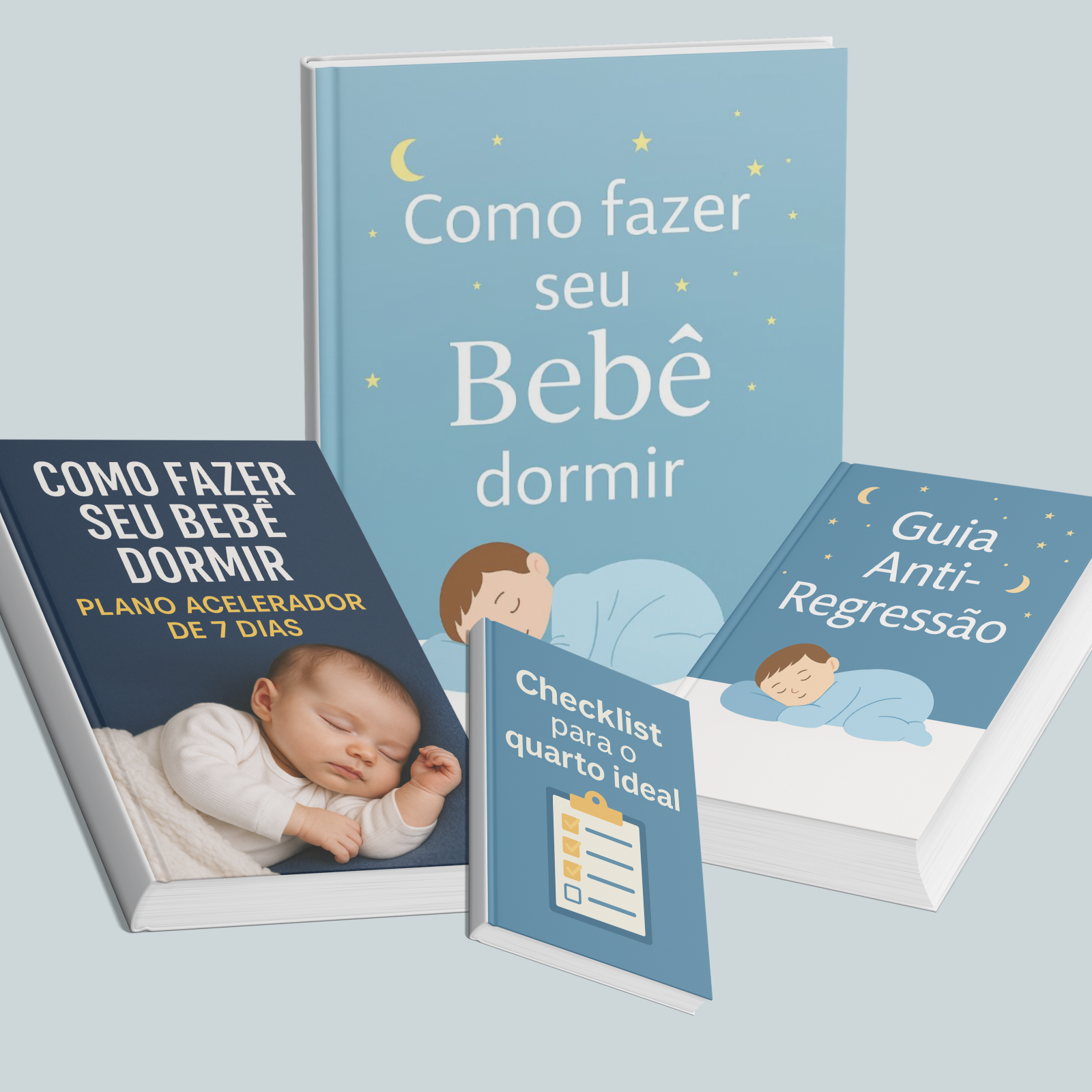 Capas dos 4 eBooks do combo Método Gentil do Sono
